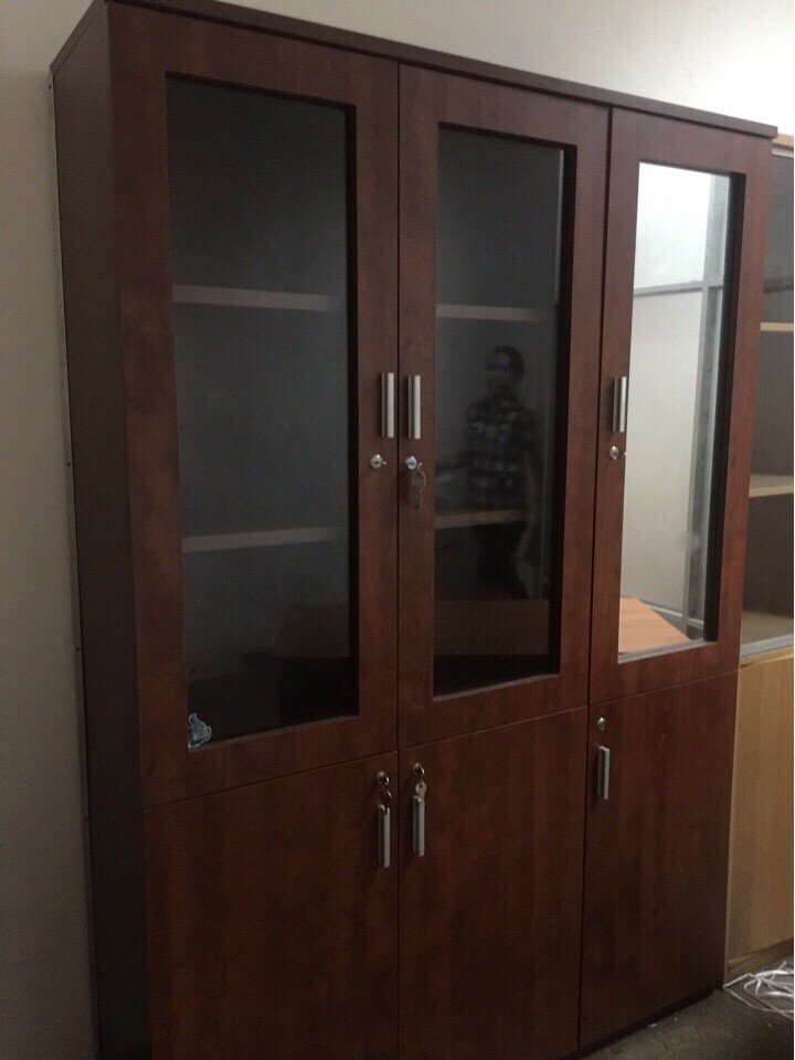 THANH LÝ TỦ HỒ SƠ GIÁM ĐỐC CÓ KÍNH, 6 CÁNH, 220x150 ĐỎ XOAN ĐÀO